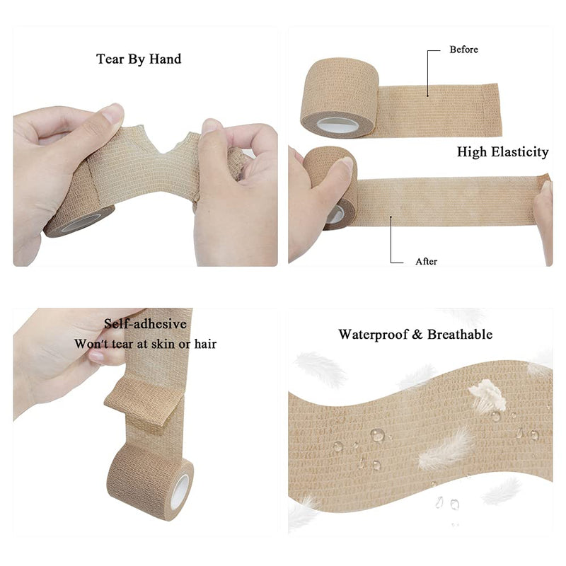 [24 Pack-1" x5Yards] MINGYUE Self Adhesive Bandage Wrap,Athletic Tape,Sports Tape,Wrist and Ankle Wrap Tape,Cohesive Bandage for Vet Tape(Skin Color) 24rolls Skin - BeesActive Australia