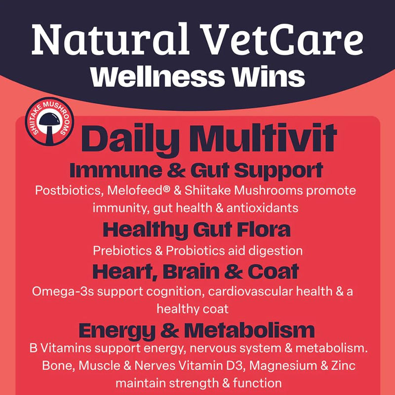Natural VetCare Daily MULTIVIT Chews for Dogs 225g - Supports Immune System, Bones, Muscles, Coat & Daily Energy. Soft Daily Multivitamin Treats for Gut, Mobility & Overall Health