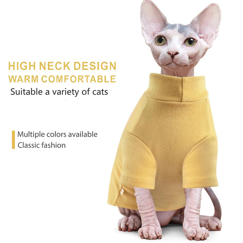 Idepet Sphynx Cats Sweater 2 Pack,Turtleneck Hairless Cat Shirt Soft and Warm Kitten Clothes with Sleeves Pullover Pet Winter Pajamas Jumpsuit for Cat Puppy (Black&Yellow, Large) Black&Yellow - BeesActive Australia