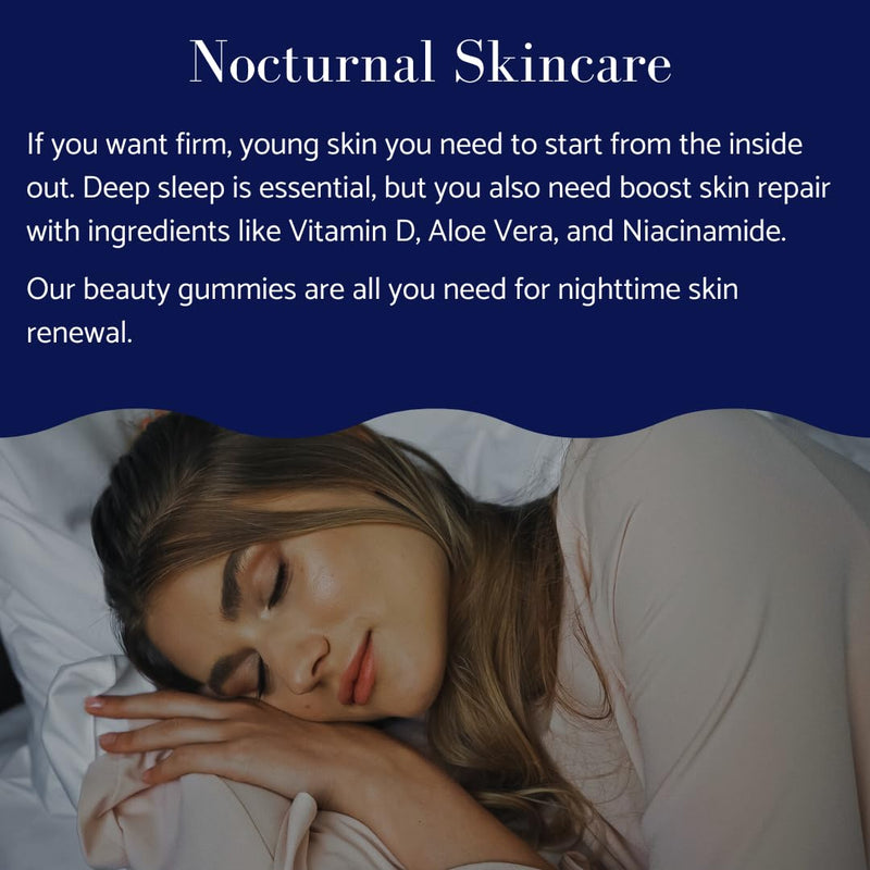 Glotrition Beauty Sleep Gummy | Deeper, Higher Quality Sleep | Rejuvenate & Moisturize Skin at Night | Non-Habit Forming with Natural Ingredients | 60 Gummies 60 Count (Pack of 1)