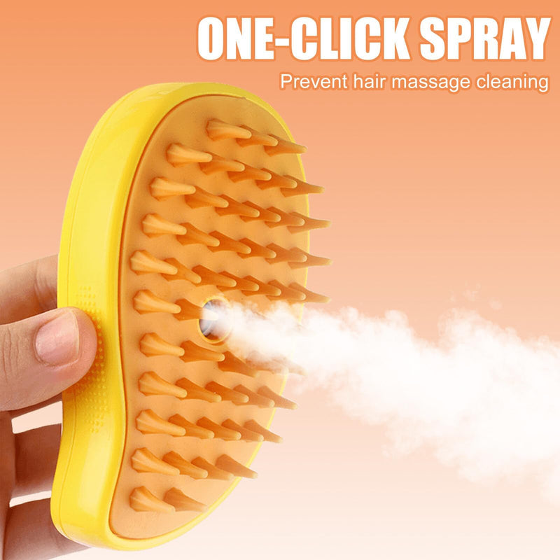 GOMETY Steamy Cat Brush, 3-in-1 Cat Steamy Brush, Cat Brush with Steam, Cat Brush with Water Tank, Cat Brush Long Hair Cat Brush Short Hair Spray Cat Brush for Cats (Yellow) - BeesActive Australia