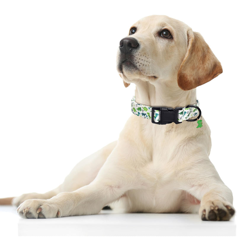 TDTOK Cute Dog Collar for Small Medium Large Dogs, Adjustable Cotton Soft Dinosaur Patterned Pet Dog Collar with Lightweight Quick Release Buckle Dog Collars for Female Male Dogs S - BeesActive Australia