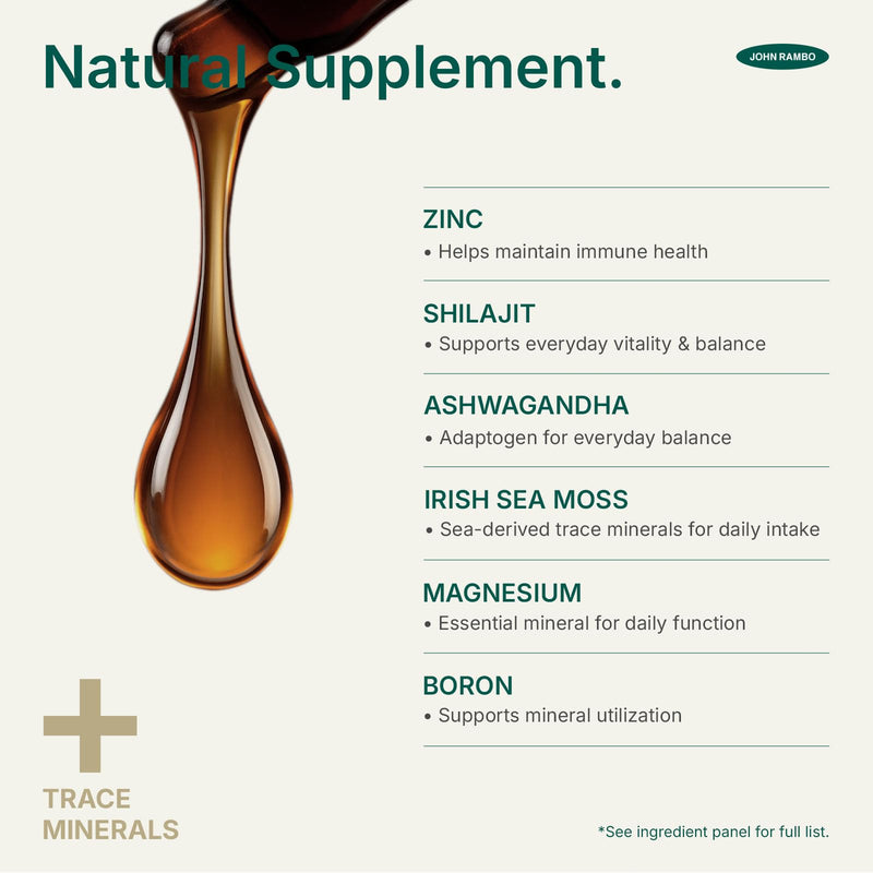 Shilajit Liquid Drops with Sea Moss, Ashwagandha, Zinc, and Magnesium – Liquid Multimineral Supplement for Women and Men – Terra Mineral