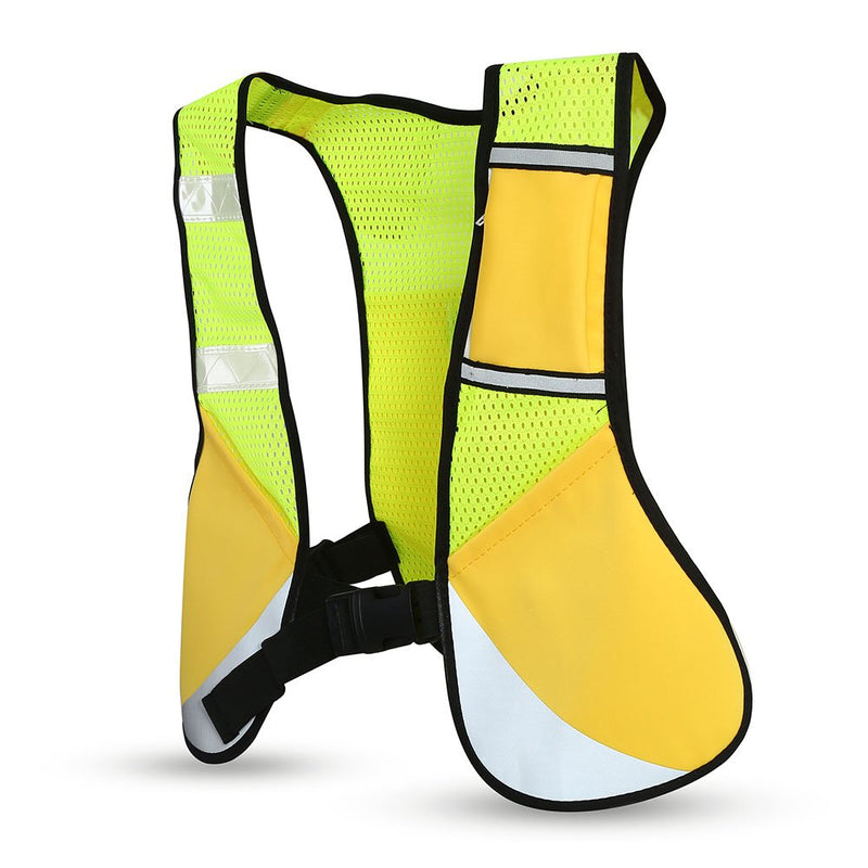 Keenso Reflective Running Vest, Multi-function Running Safety Vest Sports Reflective Mesh Vest with Pocket for Cycling, Night Running, Marathon(Yellow)