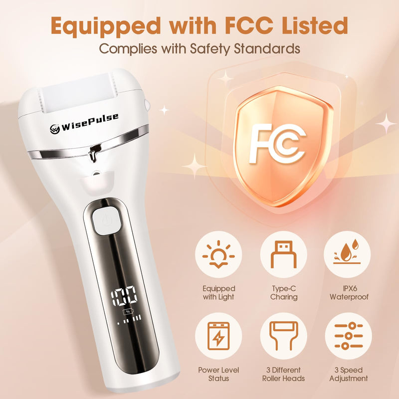 Electric Foot Callus Remover: Rechargeable Portable Electronic Foot File Callus Remover, Electric Callus Remover for Feet with 3 Rollers, IPX6 Waterproof Foot Care for Dead,Cracked Dry Skin Sliver - BeesActive Australia