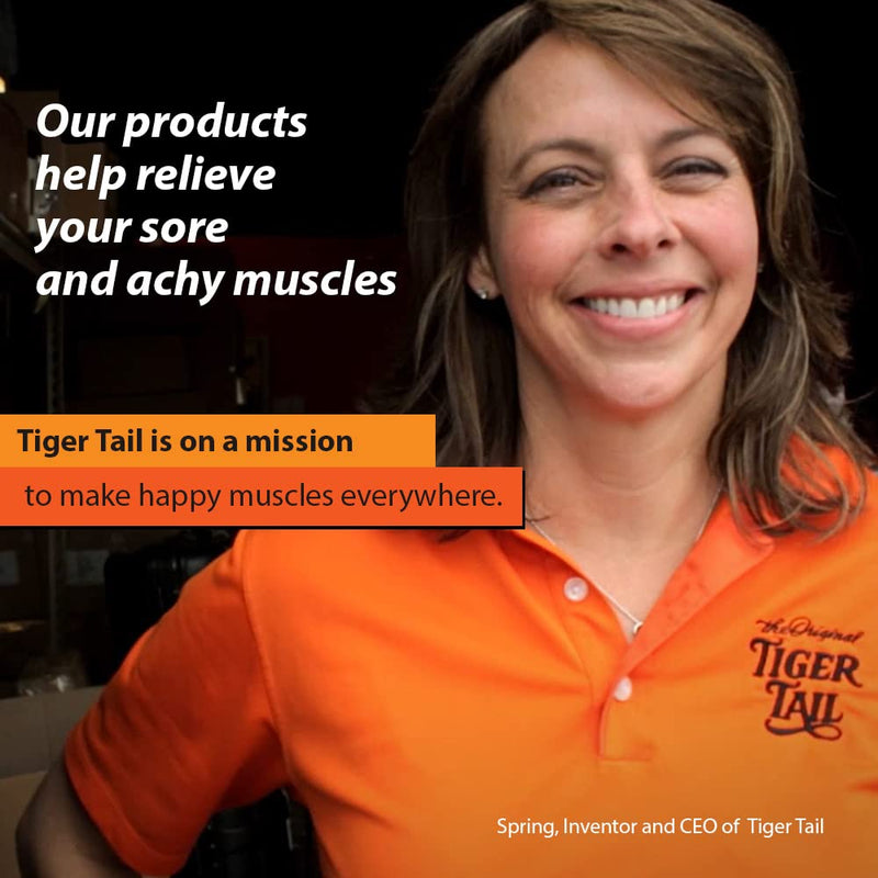 Tiger Tail 18in Massage Stick Portable Roller, Handheld, Deep Tissue Foam Roller, Body Massage and Myofascial Release Tool for Legs, Neck, Calves, Thighs, Shins & Back, The Original 18, Made in USA 18" Plus Happy Muscles eBook