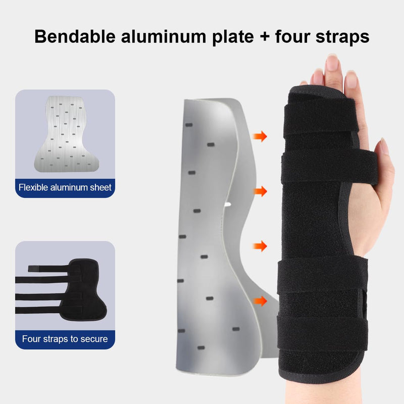 Pinky & Ring Finger Splint Brace - Left Hand Brace Support for Boxer Fracture, Mallet Finger & Dislocation, Arthritis, Sprain, Broken, Little Finger Cast Immobilizer Straightener (4th/5th Metacarpal) Medium Left Black 1