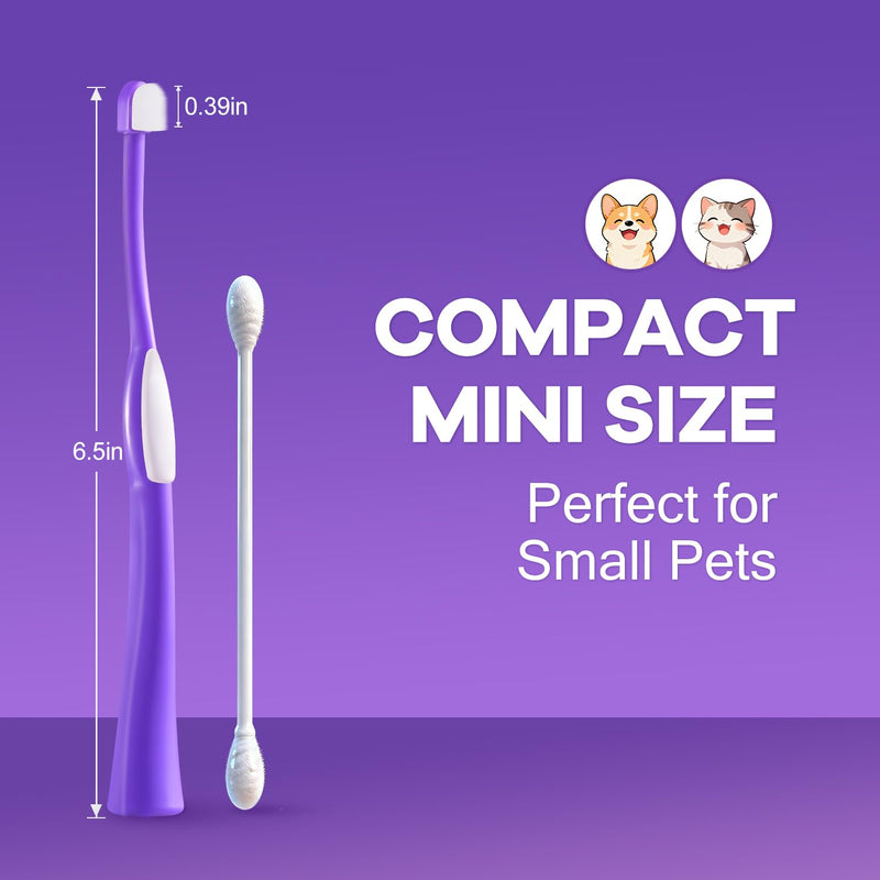 Natural Coconut Oil Dog & Cat Toothpaste for Fresh Breath + Zero-Pressure Comfort Pet Toothbrush