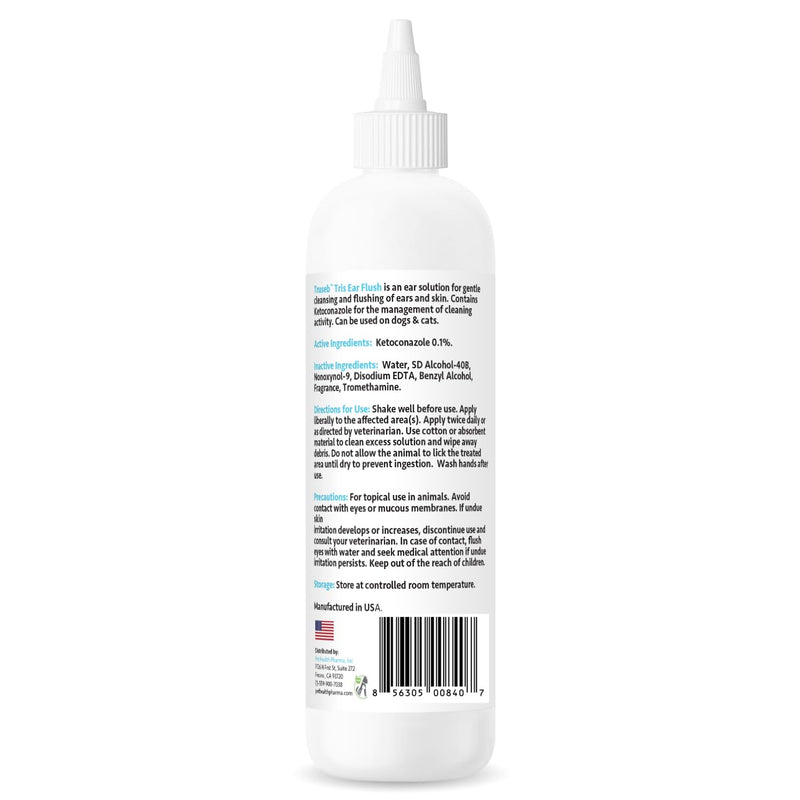 Truseb Advanced Strength Cat & Dog Ear Infection Treatment TrizmaxEDTA Flush, Medicated Pet Ear Wash, Flush, Dog Ear Cleaner Solution Medicated Ketoconazole 0.1% Helps Ear Itching Redness Swell (12oz)