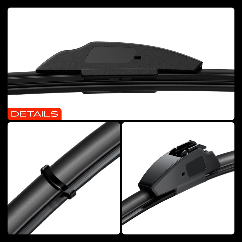 A-Premium 22"+20"+11" Windshield Wiper Blades Compatible with Jeep Compass 2007-2016 & BMW 325i 2001-2005 - Front Rear Wipers Blade Set for Hook/Hook Arm, with Wear Indicator & Towel (Pack of 3) 22"+20"+11" Hook+Hook