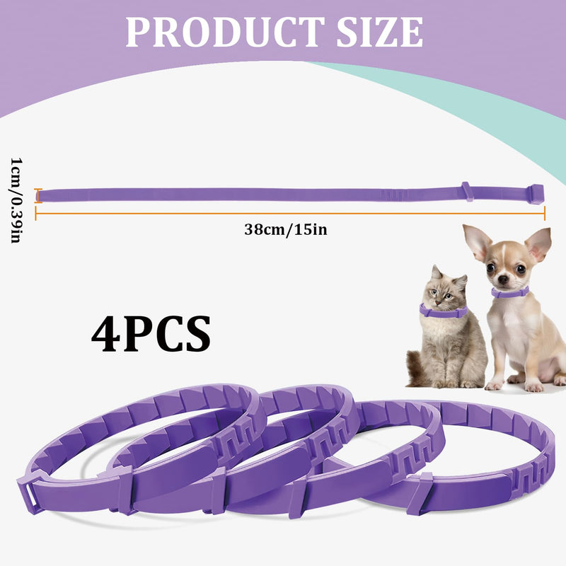 Pack of 4 Calming Collar for Cats, Calming Collar for Dogs, Adjustable Calming Collars, Calming Agent, Relieves Anxiety in Cats and Dogs, Calming Collar, Anti-Stress Cat Neck - BeesActive Australia