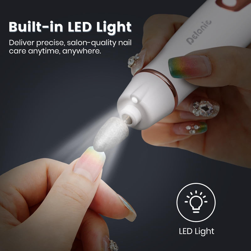 Delanie Electric Nail File for Thick Toe Nails, Cordless Nail Drill Efile, Portable Manicure Pedicure Kit for Nails Acrylic, 10 Speeds Pedicure Tools for Feet Callus Remover - BeesActive Australia