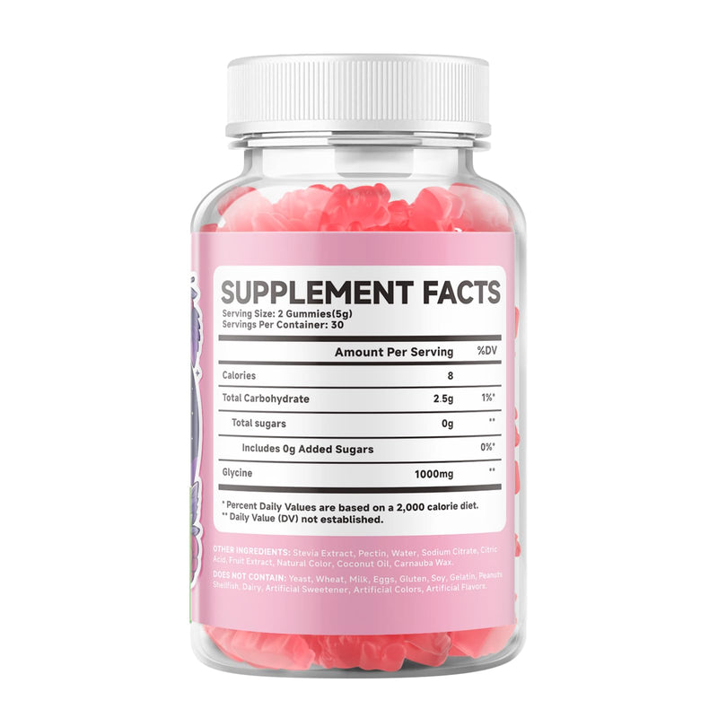 2 Pack Glycine Gummies, Glycine Supplement for Relaxation and Nerve Support | Sugar-Free, Vegan, Non-GMO, Raspberry Flavor, 120 Count 60 Count (Pack of 2)