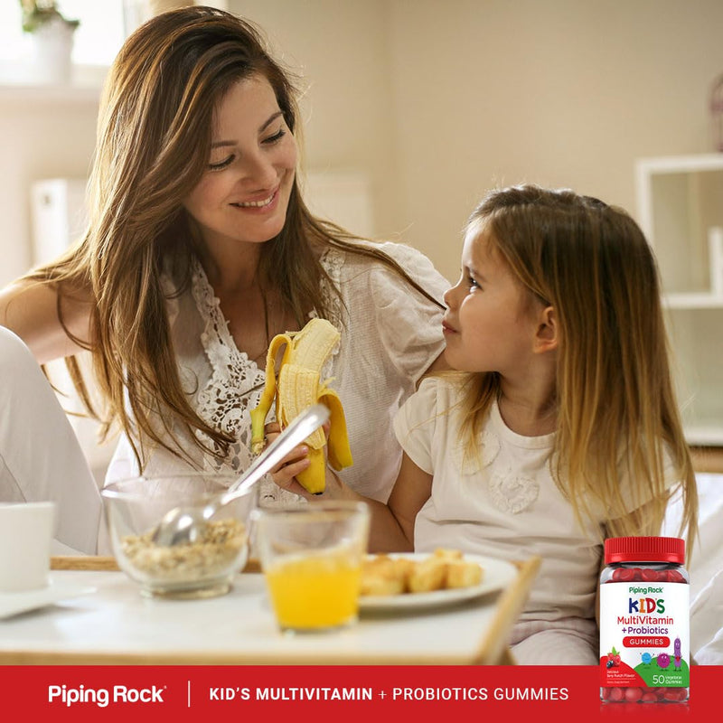 Piping Rock Kid's Multivitamin and Probiotic | 50 Gummies | Berry Punch Flavor | Vegetarian, Non-GMO, Gluten Free Children's Supplement