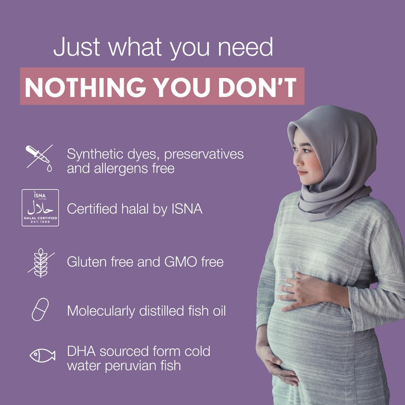 Noor Vitamins Halal Prenatal Vitamins with DHA and Folic Acid, Essential Vitamins, Ginger to Soothe Mom's Stomach, Iron, Softgels, Prenatal Vitamin Before/During/Post Pregnancy (1 Month Supply) 30 Count (Pack of 1)