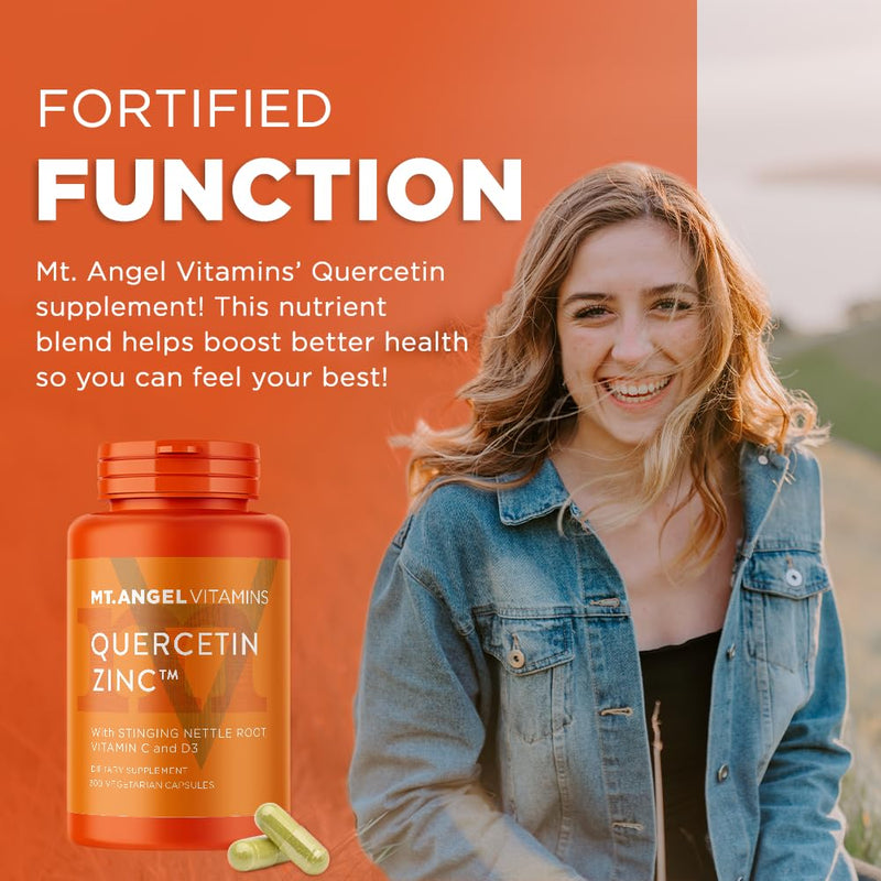 Mt. Angel Vitamins - Zinc Quercetin with Bromelain Supplement – Immune Support & Respiratory Health - Quercetin 500mg Capsules | Zinc 50mg | Vitamin C Capsules | Immune Booster for Adults - 300ct. 300 Count (Pack of 1)