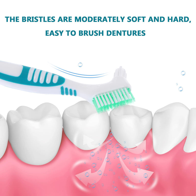 Healifty 4 Pcs Hard Denture Brush Double Sided Toothbrush Multi- Layered Bristles Fake Teeth Cleaning Brush Denture Care (Green) Green - BeesActive Australia