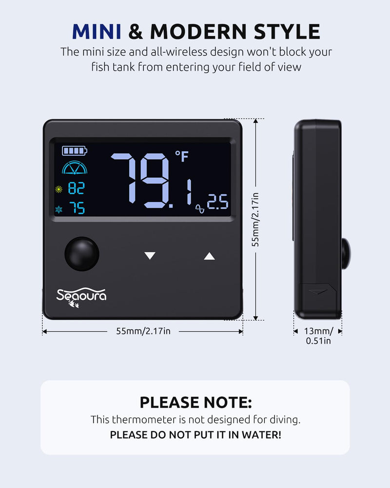 Aquarium Thermometer Digital with Motion Sensor for Glass Tank, Aquariums Temperature Gauge with Alarm, Fishtank Thermometer Calibrated LCD Display, Accurate to ±1℉, Suitable for Aquatic, Betta - BeesActive Australia