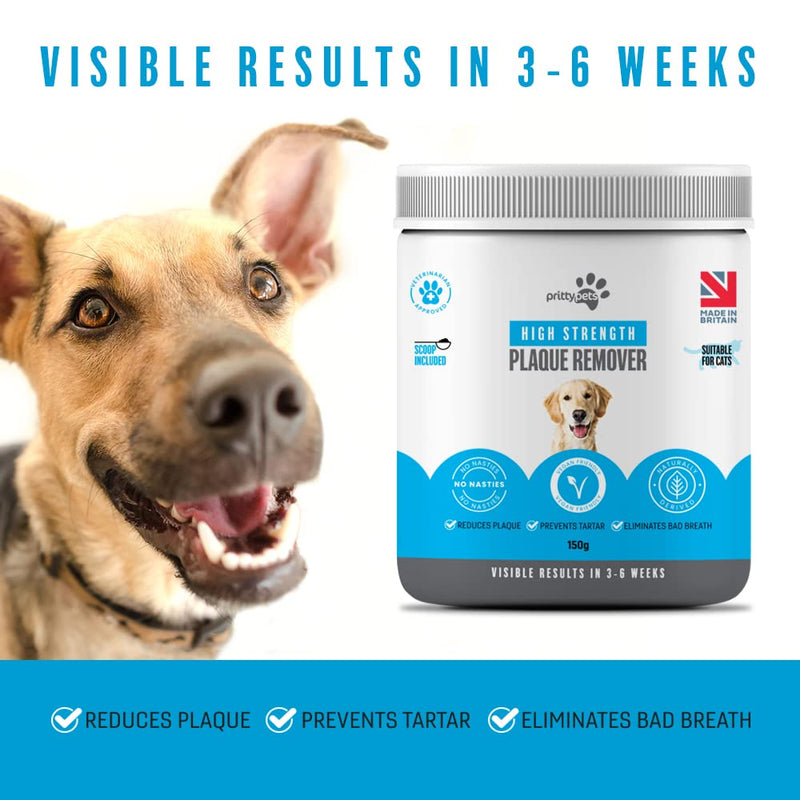 Plaque Off Powder for Dogs and Cats – 100% Natural Dental Care, Helps Reduce Tartar & Bad Breath, Easy Food Topper for Daily Oral Hygiene, Dog Plaque Remover for Teeth (150g) 150g