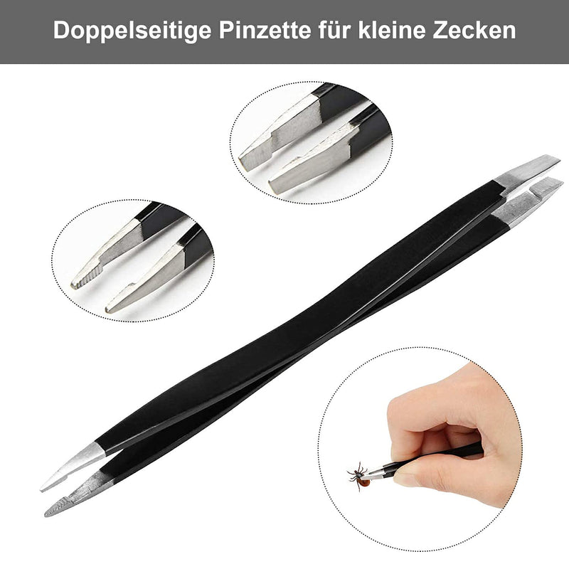 MEISO 4 pieces stainless steel tick remover set, black tick tweezers, tick hook for humans, dogs, cats (with storage box) - BeesActive Australia