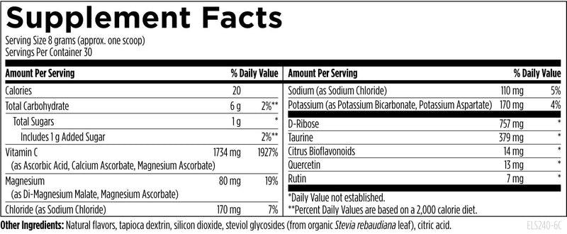 Designs for Health Electrolyte Synergy Powder - Hydration Support Drink Mix Powder Supplement with Vitamin C, D-Ribose + Antioxidants - Natural Lemon-Orange Flavor (30 Servings / 240g)