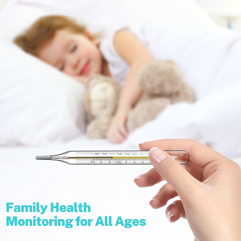 MAGICLULU 5Pcs Oral Temperature for Adults, Dual Scale ℃ & ℉ Glass Traditional Underarm Body Temperature with Case, Accurate Measurement for Kids Babies Elderly Home Family Clinics Fever Indicator - BeesActive Australia