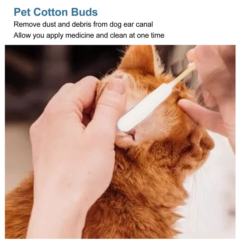 100Pcs Cotton Buds for Dogs and Cats, 6 Inch Long Qtips, Professional Dirt Removal Bamboo Stick Pet Lengthen Cotton Swabs for Cleaning Dog and Cat Ears, Apply Medicine, Clean Wound - PawsPlanet Australia