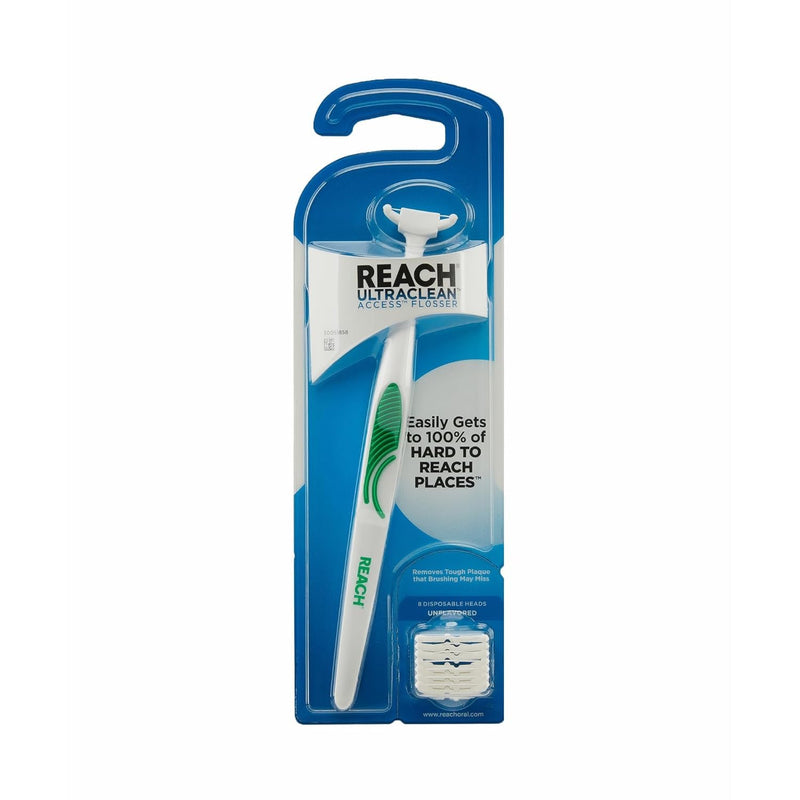 REACH Ultraclean Access Flosser Starter Bundle | Proper & Durable Oral Care & Hygiene | Effective Plaque Removal, Teeth & Gum Protection, PFAS-Free | Starter Kit + 3pk Mint Refills (28ct.) 1 Foot (Pack of 1) Starter Kit + Mint Refill 3 Pack - BeesActive Australia