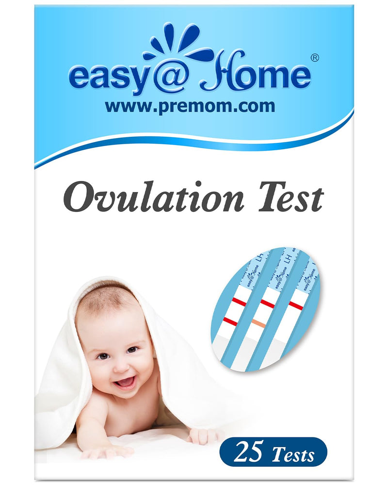 Easy@Home Ovulation Test Strips, 25 Pack Fertility Tests, Ovulation Predictor Kit, Powered by Premom Ovulation Predictor iOS and Android App, 25 LH Strips 25 Count (Pack of 1) - BeesActive Australia