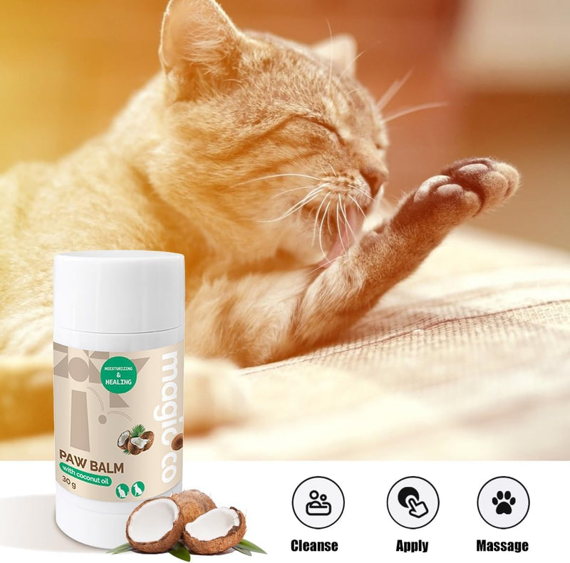 Natural Coconut Oil Paw Balm for Dogs & Cats, Moisturising & Protective Paw Balm, Nose Balm,Vegan, Cruelty-Free, 30g