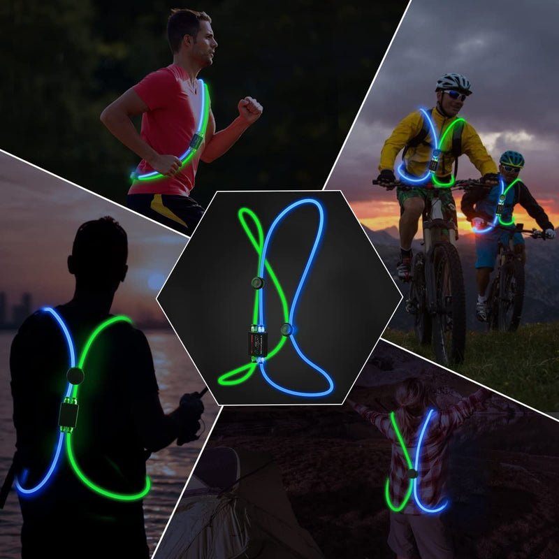 esonstyle LED Reflective Vest Rechargeable Running Light for Runners High Visibility Safety Vest for Running,Cycling or Walking blue+green