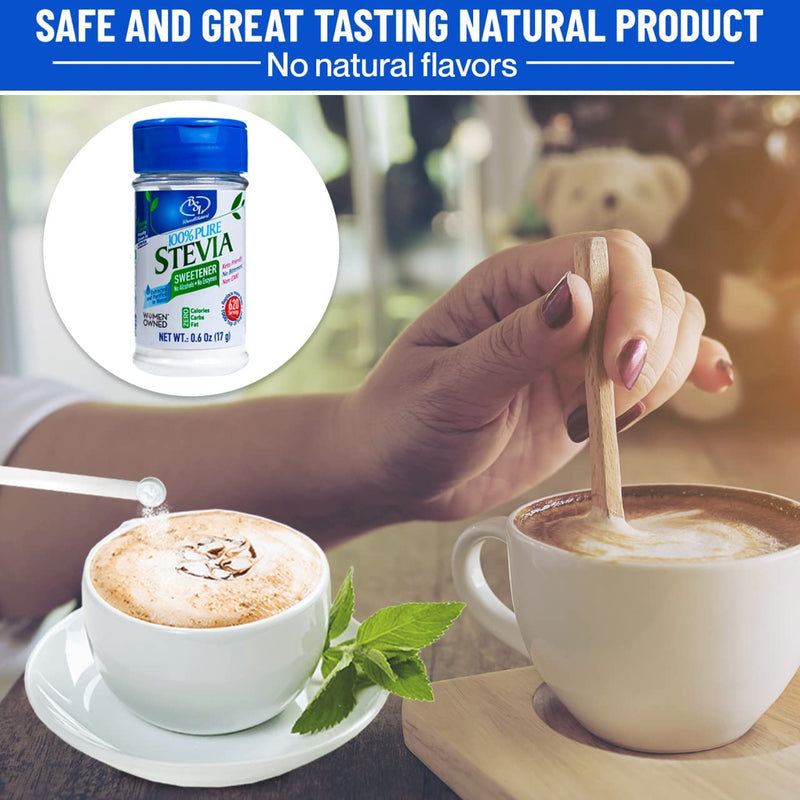 BSL 100% Pure Stevia Extract Powder Without Erythritol 0.6 Oz, No Artificial Sweetener, 620 Servings | Stevia No Erythritol | Zero Calorie & Keto Friendly, Pure Stevia Powder - BeesActive Australia