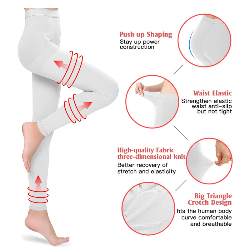 Medical Compression Pantyhose Stockings for Women & Men, 20-30mmHg Graduated Support Tights, Opaque Footless Waist High Compression Stockings & Leggings for Varicose Veins, Edema Large White - BeesActive Australia