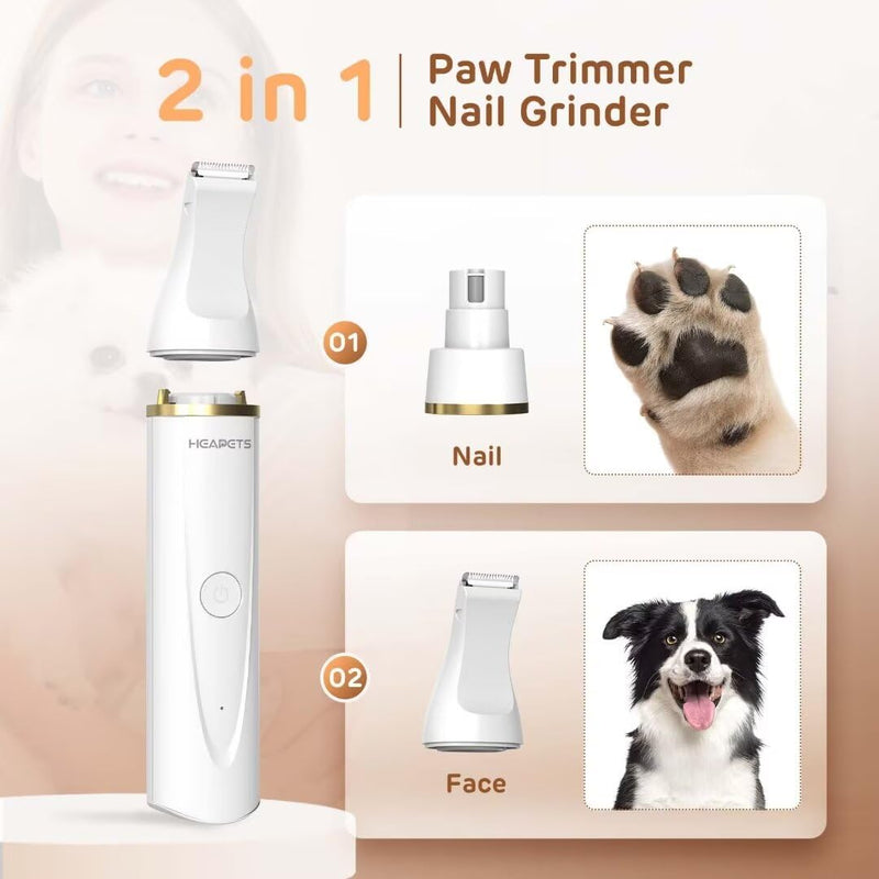 Dog Hair Clippers for Grooming Kit and Dog Paw Trimmer Nail Grinder for Grooming, Low Noise Rechargeable Cordless, Shaver Grooming Supplies for Pet Cats Dogs (Black, White) Black - BeesActive Australia