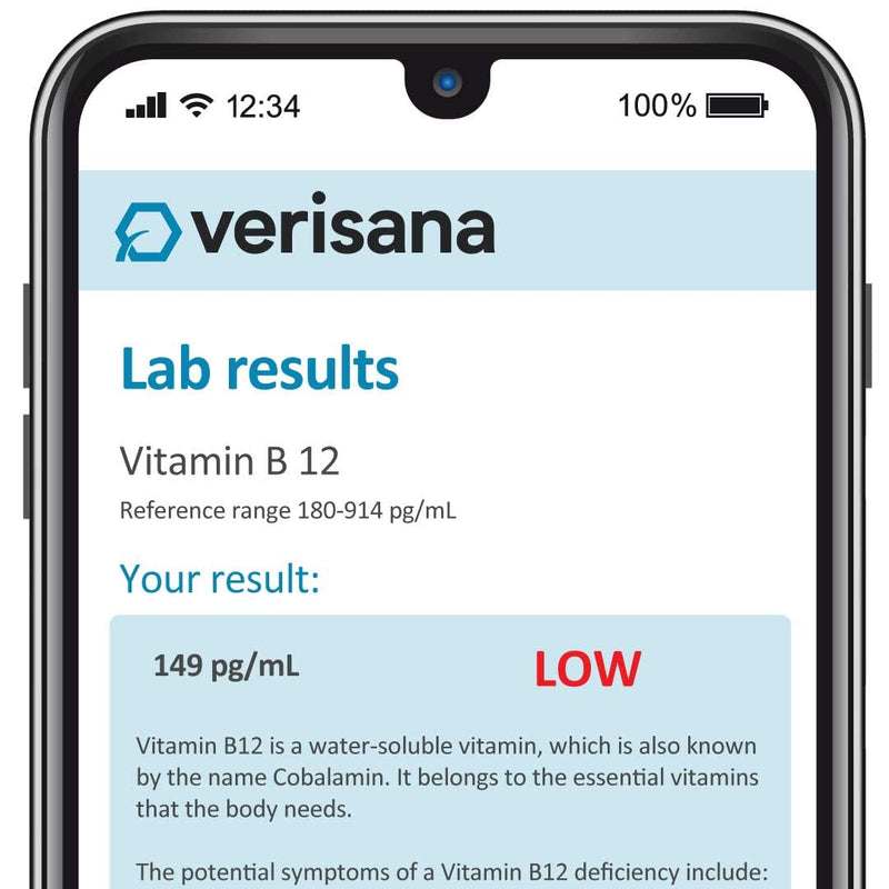 Verisana Vitamin B12 Test – Determine Your Vitamin B12 Value Easily & Conveniently from Home –Analysis by CLIA-Certified Lab