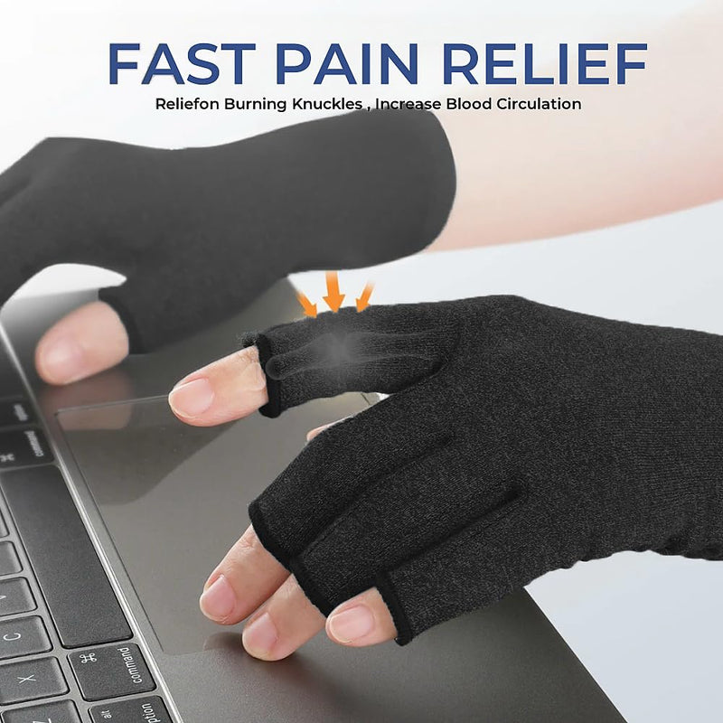 Arthritis Gloves for Women for Pain, Men and Women Fingerless Compression Wrap for Hand Pain and Osteoarthritis Compression Gloves,M,Black Black Medium - BeesActive Australia