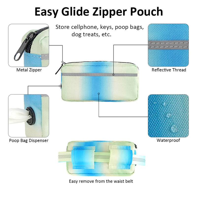 Hands Free Dog Leash with Zipper Pouch, Dual Handles and Durable Reflective Bungee for Walking, Jogging and Running Medium Large Dog (Pink+Cyan) Pink+Cyan - BeesActive Australia