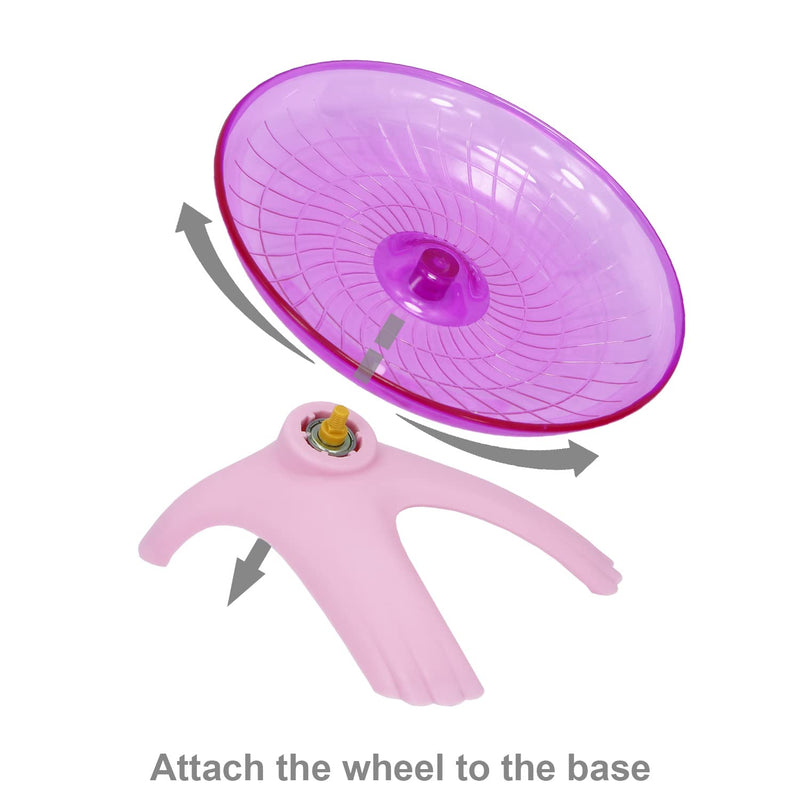 Hamster Flying Saucer Silent Running Exercise Wheel for Gerbil Rat Mouse Hedgehog Small Animals (Pink) Pink - BeesActive Australia
