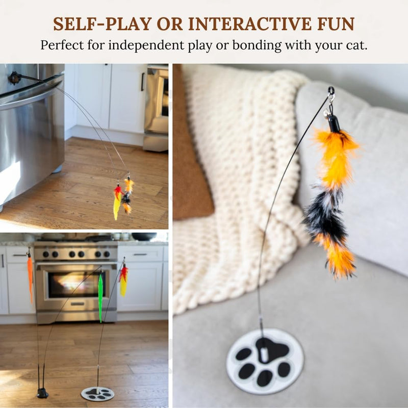 Cat Wand Toy Cat Fishing Pole Toy Cat Feather Toy Suction Cup Cat Toys for Indoor Cats Cat Toys Wand Feather Wand Cat Toy Feather Cat Toy Multisurface Cat Feather Wand Toy Cat Teaser Bundle 2 - BeesActive Australia