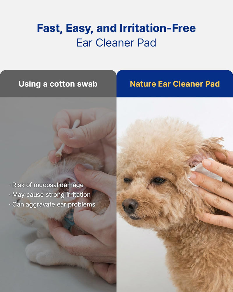 PETHROOM Nature Ear Cleaning Pads – Hypoallergenic Microfiber Pads for Dogs & Cats, Gentle Daily Ear Care that Removes Dirt & Wax Safely, 50 Count