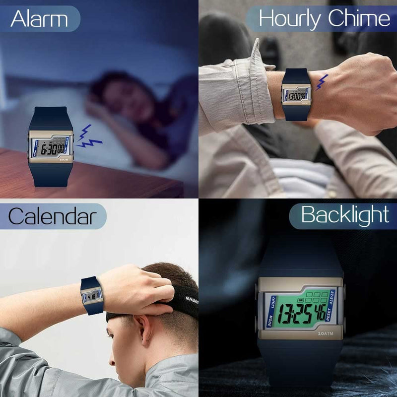 10 ATM Water Resistant Digital Wristwatch for Swimming and Diving with Multiple Functions of Lap Stopwatch, Alarm Clock, Calendar and Backlight - BeesActive Australia