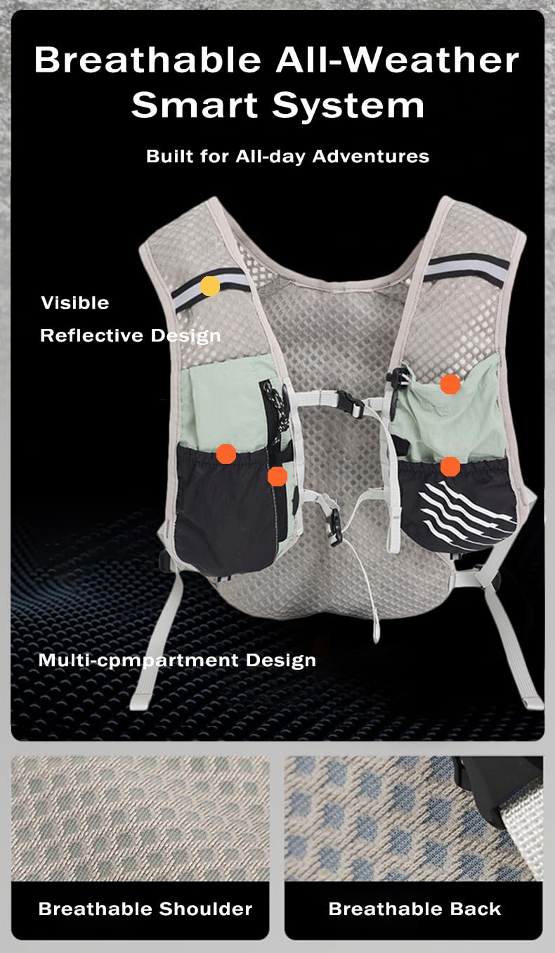 Hydration Running Vest Ultra-Lightweight for Women Men [2025 Upgraded], Breathable All-Weather Water Vest Hiking Backpack, Adjustable Water Backpack for Hiking, Cycling, Trail Marathon Race - Blue