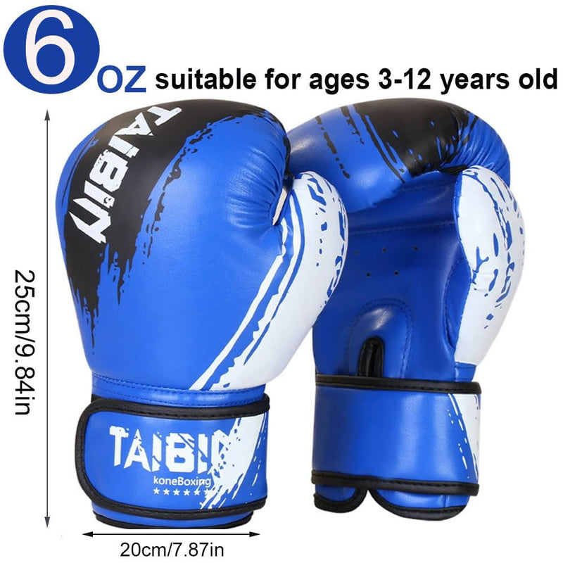 2-in-1 Boxing Gloves and Punching Mitts Set for Kids Youth,6 oz Kids Boxing Gloves and Boxing Pads,Boxing Training Equipment for Punching Bag,Kickboxing,Gift for Boys and Girls Blue