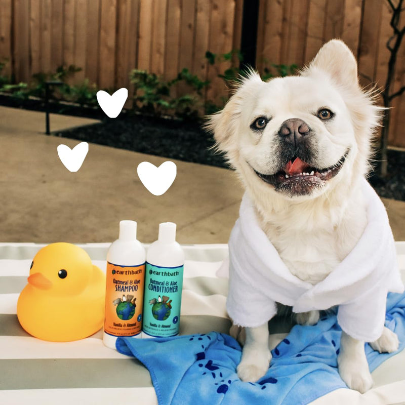 earthbath, Oatmeal & Aloe Dog Shampoo and Conditioner - Oatmeal Shampoo for Dogs, Itchy, Dry Skin Relief, Dog Wash, Made in USA, Dog Conditioner, Pet Shampoos - Vanilla & Almond, 16 Oz (1 Set) - PawsPlanet Australia