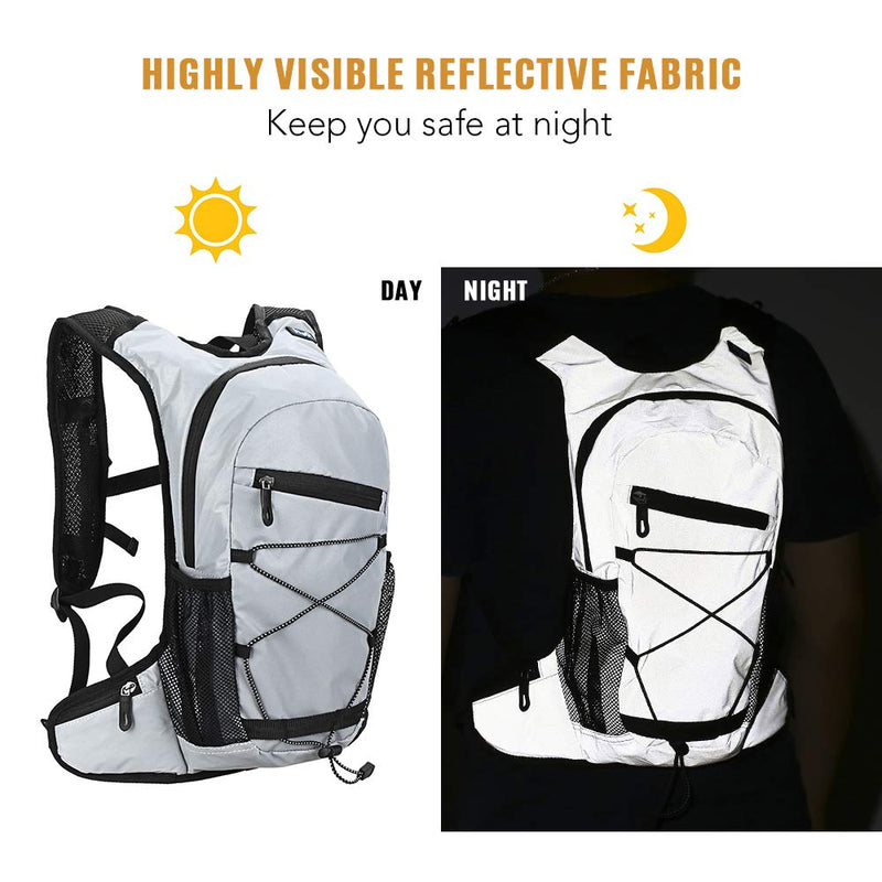 Hydration Backpack, 8L High Visibility Reflective Cycling Hydration Backpack Outdoor Sports Running Hiking Backpack Travel Daypack Shoulder Bag