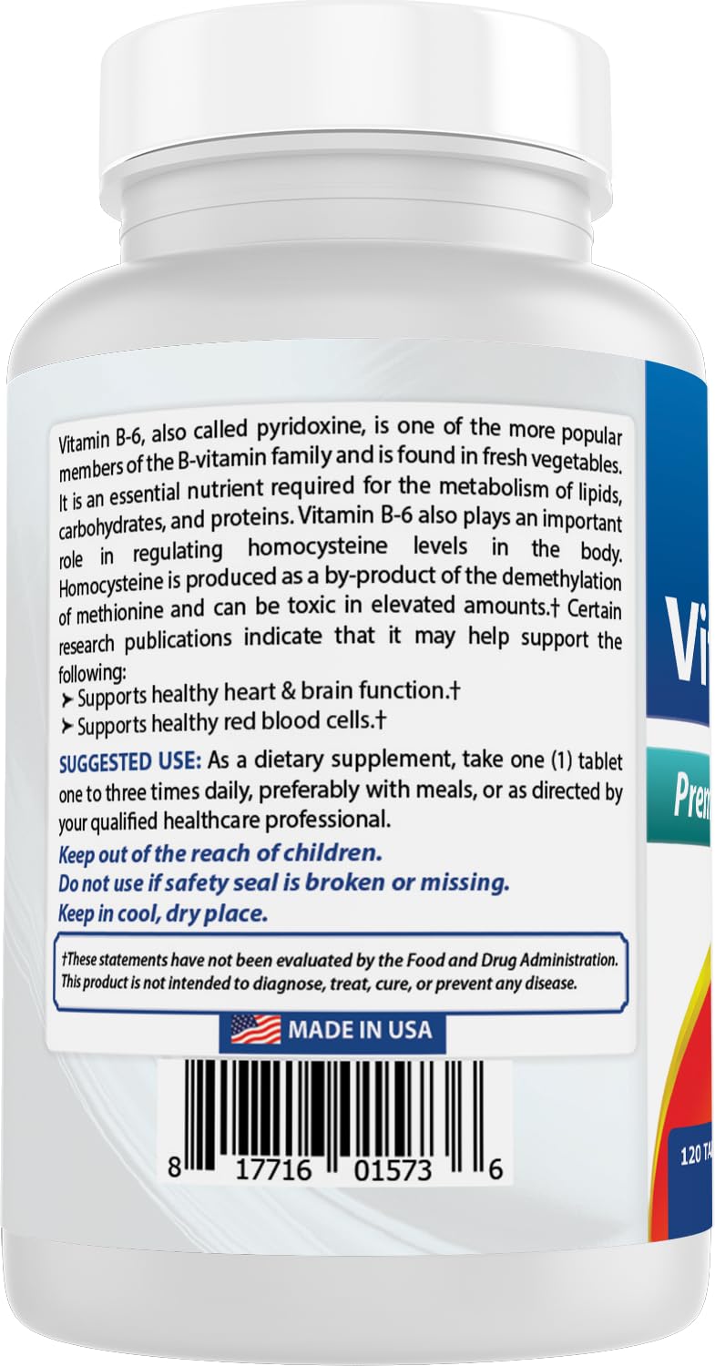 Best Naturals Vitamin B6 25mg, 120 Tablets (120 Count (Pack of 1)) 120 Count (Pack of 1)