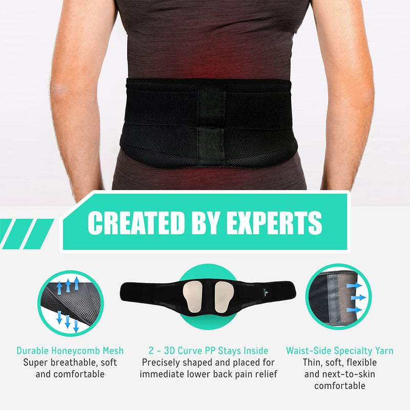 Back Brace for Lower Back Pain, Back Support Belts with Adjustable Strap, Breathable Lumbar Support Belt with 3D Lumbar Pads, Slim Fit Lumbar Brace, Medium Medium (Pack of 1) - BeesActive Australia