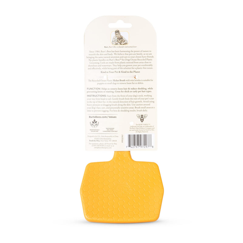 Burt’s Bees for Pets Small Slicker Brush for Dogs with Thick or Curly Hair with Handle Made from Recycled Plastics Collected from Coastal Communities | De-Shedding Dog Brush Removes Knots and Matting Plastic Slicker Brush 7 Inch - BeesActive Australia