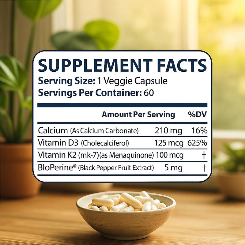 Me First Living Vitamin D3 K2 Supplement for Bone and Heart Health Non-GMO Formula 125 MCG Vitamin D3 & 100 MCG Vitamin K2 MK-7 Easy to Swallow Capsules with Calcium