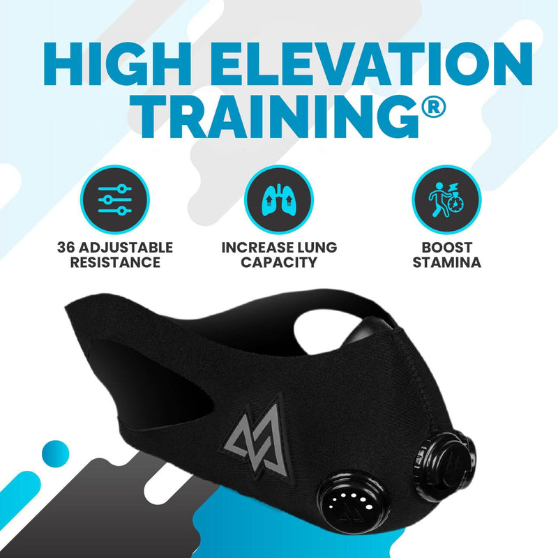 TRAININGMASK - Elevation Training Mask 2.0 BlackOut - Workout Mask Medium - BeesActive Australia
